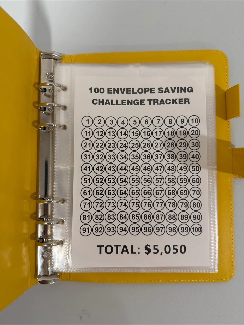 Faux Leather Gold White 100 Envelope Savings Challenge